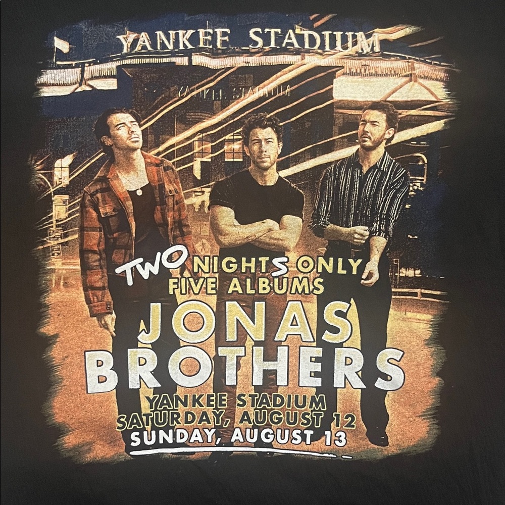Jonas Brothers 2023 Five Albums One Night Medium Tour Shirt in Yankee Stadium